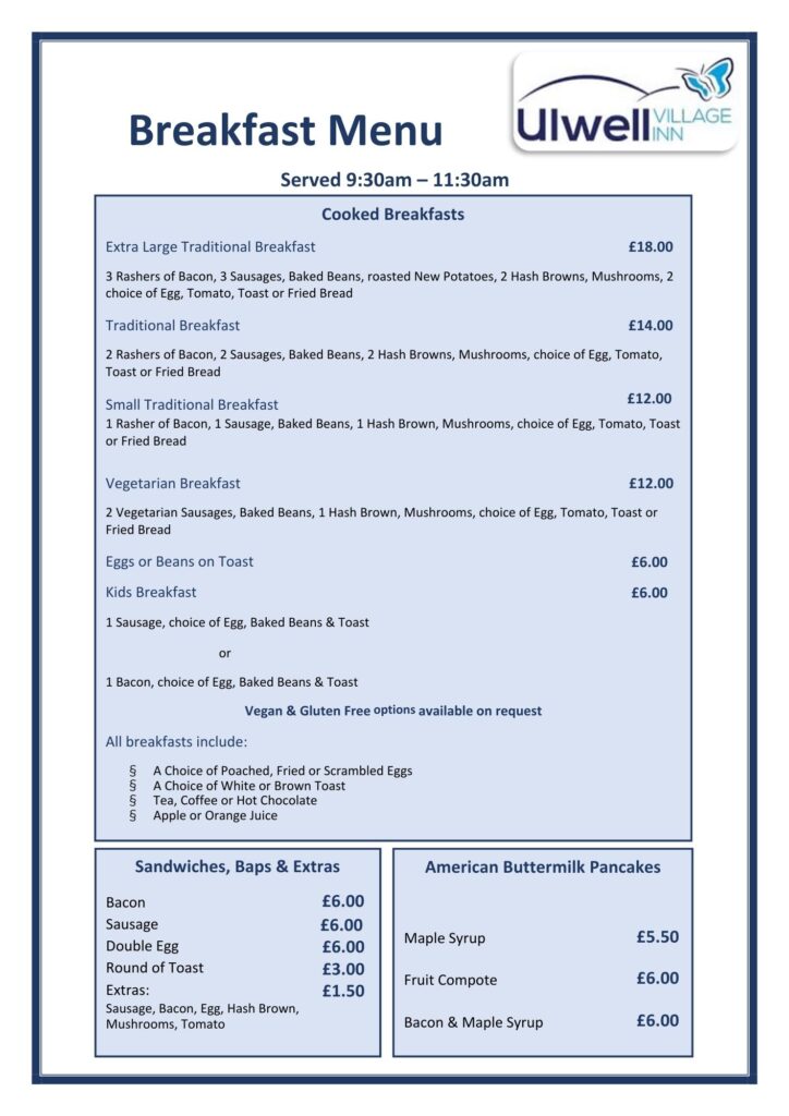 village inn breakfast menu 2025