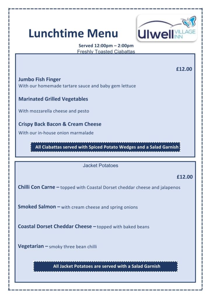 village inn lunch menu 2025