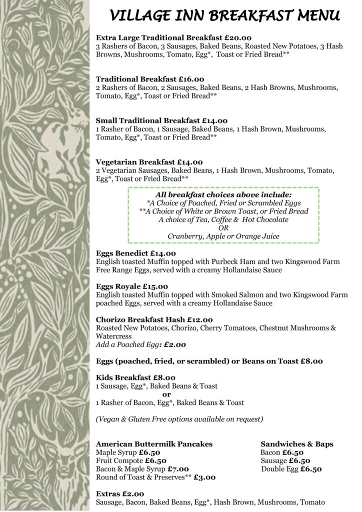 village inn breakfast menu